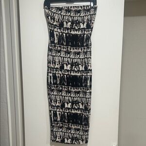 Black and White Patterned Women's Tube Dress